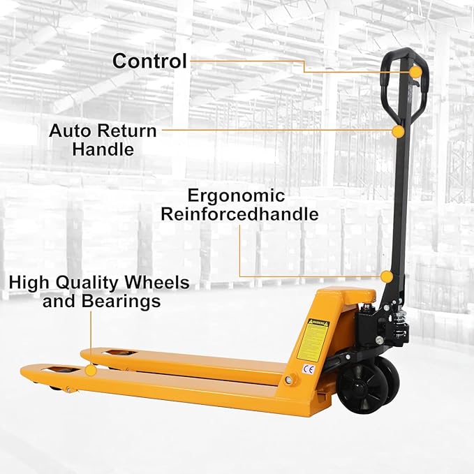Apollo Hand Pallet Jack Truck Duty Industrial Pallet Truck 5500lbs Capacity, 27'' W x 48'' L Forks for Material Handling, Manual Pallet Truck for Warehouse, Manufacturing and Retail