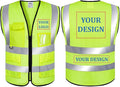 Mesh Safety Vest Custom Logo Class 2 High Visibility Reflective Vest with Pockets Construction Security Work Vest（Yellow，S）