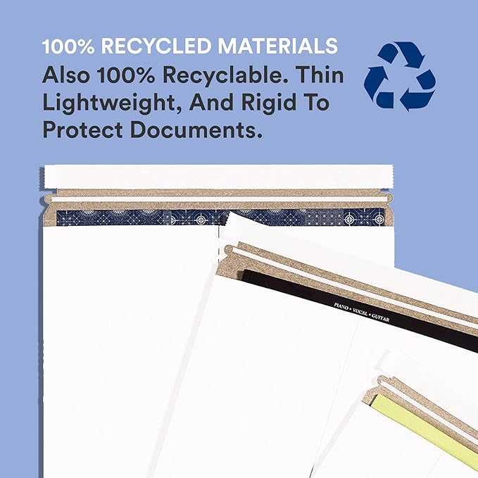 BOX USA StayFlat Envelope 9.75"L x 12.25"W 100-Pack for Keeping Photos, Documents & Artwork Protected During Mailing and Shipping