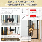 Lumizone Extra Tall Cat Gate 55.12" High Pressure Mounted Extra Wide 2025 New (17 Sizes) 1.37" Gap No Drilling Auto-Close One-Handed Operation Tall Pet Gate for Dogs(Black, 55.12" H x 29.92"-46.64" W)