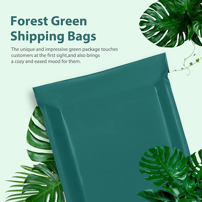 Fuxury Poly Mailers 14.5x19 Inch 100 Pcs, Waterproof Shipping Bags for Clothing, Strong Adhensive Shipping Envelopes for Small Business, Self Seal Mailers Poly Bags Mailing Envelopes Forest Green