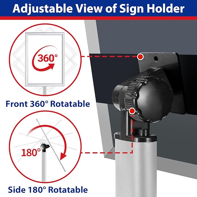 Pedestal Sign Holder 11x17inch Adjustable Floor Stand With Heavy Base & Snap Frame Display for Indoor Outdoor Business Store Poster (Silver)