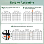 SUNLAX 5 Panels Garden Fence 10ft(L) x 24in(H) Fencing for Yard No Dig Animal Barrier Metal Dog Fence for Patio Outdoor with Gate