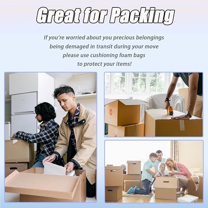 6''x8''Small Foam Pouches, 50PCS Cushioning Foam, Packing Supplies for Moving and Packing, Foam Pouches for Small Fragile Items/Electronic Products/Cosmetic Products/Jewelry/Glasses/Cups.