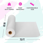 Bryco Goods Kraft Paper Roll - 18” x 75’ (900”) - Pack of 2 - White Easel Paper for Drawing, Painting, Arts & Crafts, Bulletin Boards, and Gift Wrapping - Made in The USA