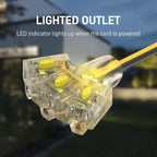 100FT Outdoor Extension Cord with Multiple Outlets, 12/3 Gauge Heavy Duty, 15A 1875W, 3 Prong with LED Light & Locking Plug, Weather Resistant, ETL Certified for Lawn Mower, Tools, Christmas Lights