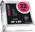 PROTARP Extreme Heavy Duty 22 Mil Tarp Cover, Waterproof, UV Resistant, Rip and Tear Proof, Poly Tarpaulin with Reinforced Edges for Roof, Camping, Patio, Pool, Boat. (White 30′ X 60′)
