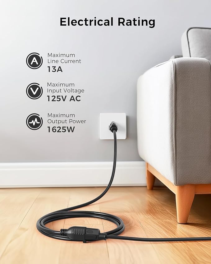 [UL Listed] Cable Matters 16 AWG Heavy Duty 13A Power Extension Cord - 25ft, 3 Prong Power Cord Extension, NEMA 5-15P to NEMA 5-15R, Black