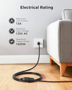 [ETL Listed] Cable Matters 2-Pack 16 AWG Heavy Duty 13A Power Extension Cord - 15ft, 3 Prong Power Cord Extension, NEMA 5-15P to NEMA 5-15R, Black