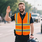 High Visibility Vest for Men Women 5 Pockets Safety Vest with Reflective Strips, Hi Vis Vest with Mesh Fabric, Breathable, (GR720-Orange,S).