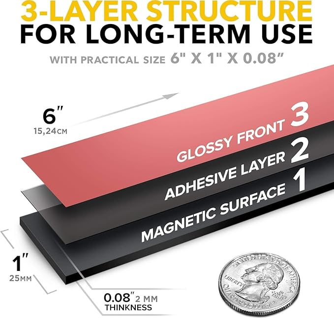 X-bet MAGNET Magnetic Strips with Adhesive Backing - Magnetic Tape for Crafts - Tool and Knife Magnet Strips for Kitchen, Garage and Garden - Adhesive Magnetic Tool Holder Strip for Wall