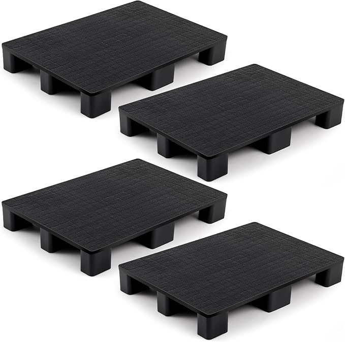 1 Pcs Plastic Pallet for Basement Storage Easy Stack Lightweight Floor Pallet Display Flooring Room Supermarket Christmas, Support up to 2000 Lbs (31.5'' L X 24'' W X 4.7'' H,Black)