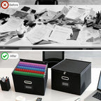 8 Pack Large File Organizer Boxes with Lids, Document Organizer Box with Mesh Pockets & Zippers for Letter/Legal Size Folders, Collapsible File Storage Box (Black, Without Folders)