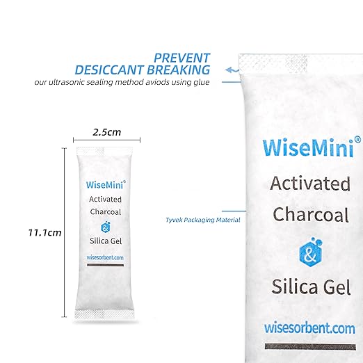 25Pcs 14 Gram Food Safe Desiccant Packs, High Absorption Capacity for Moisture & Odor, Silica Gel & Coconut Shell Activated Carbon Packets for Storage