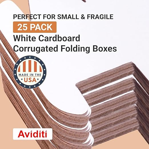 BOX USA 18" Deluxe Shipping Boxes, 18"L x 12"W x 3"H, 25-Pack - White Box Mailers for Packaging, Storage, Gifts or Bulk Business Orders