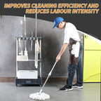 Broom mop holder cleaning supplies organizer janitorial carts on wheels housekeeping station storage tools for garage, garden, closet, cabinet.
