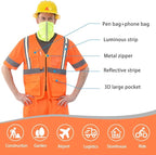 A-SAFETY Orange X Small Glow High vis Reflective safety Vest Class 3