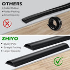 Cord Cover Floor 68in (4 x L17in), Large Capacity Floor Cable Cover, Hard PVC Cord Hider, Wire Cable Management Raceway, Black, Cord Cavity - 1.8"(W) x 0.6"(H)