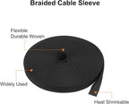 MECCANIXITY Braided Cable Sleeves Heat Shrinkable Fabric Sleeving, 5/16" 26ft Black 2:1 Ratio Heat Shrinkable Cord Protector for Harness Cable, Network Cable Protection, Cable Management