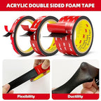 Double Sided Tape Heavy Duty 1in x 10ft, Heavy Duty Removable Mounting Tape, Adhesive Strips Double Sided Mounting Tape, Strong Foam Tape for Walls Picture Hanging Poster, Car, LED Strip Light