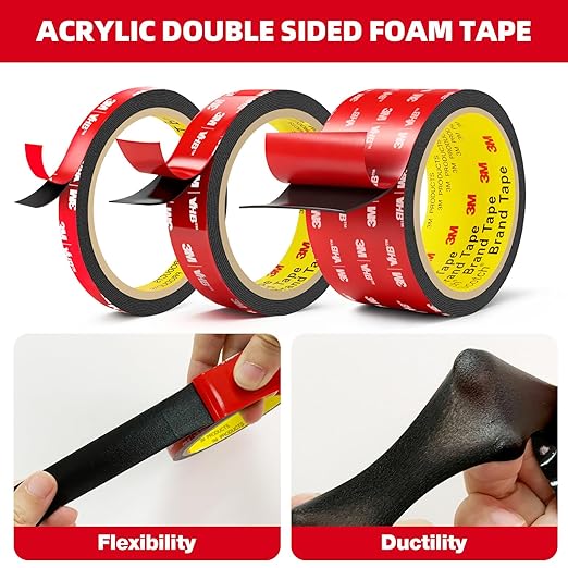 Double Sided Tape Heavy Duty 2in x 10ft, Heavy Duty Removable Mounting Tape, Adhesive Strips Double Sided Mounting Tape, Strong Foam Tape for Walls Picture Hanging Poster, Car, LED Strip Light