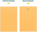 6x9 Clasp Envelopes – 100 Pack Brown Kraft Catalog Envelopes with Clasp Closure & Gummed Seal – 28lb Heavyweight Paper Mailing Manila Envelopes for Home, Office, Business, Legal or School