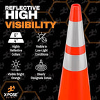 Xpose Safety 36 Inch Orange Traffic Cones with 6" & 4" Collars - Bulk Half Pallet 125 Pack - Multipurpose PVC Plastic Safety Cone for Parking, Soccer, Caution & Construction - DOT Approved