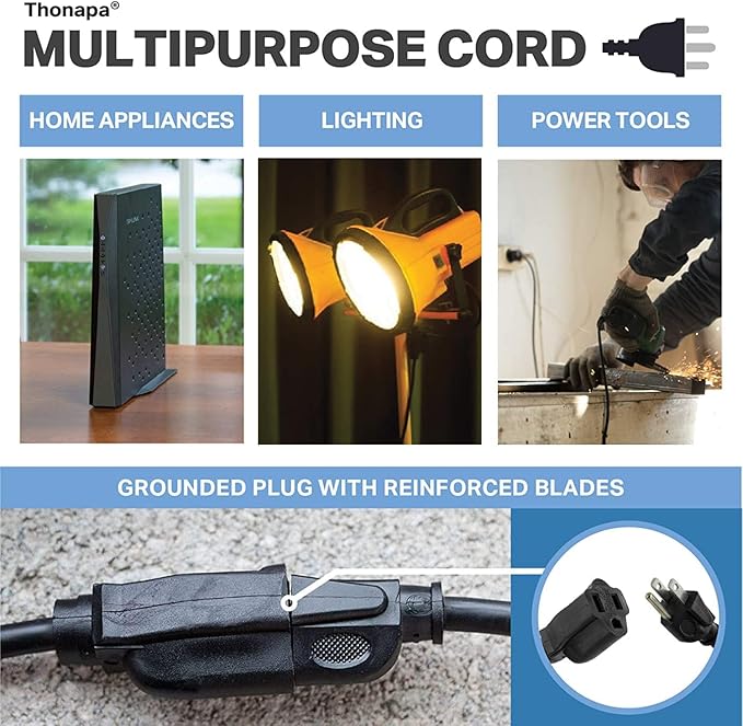 13 Amp Outdoor Extension Cord 50 ft, 2 Pack, 16/3 SJTW 50 Foot Black Extension Cord 3 Prong Multi Pack, Weatherproof ExteriorPower Cable for Outdoor Lights, Landscaping, Lawn, UL Certified