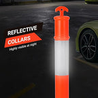 Delineator Post with Base 6 Pack, KOKEBREN 45 Inch Portable Orange Traffic Delineator Posts Cones with Reflective Collars for Driving Practice and Construction Work