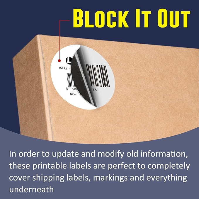 L LIKED 2" Round Direct Thermal Labels for Block, Permanent Adhesive Circle Label & Compatible with Rollo, Zebra and Other Desktop Printers (10 Roll, 7500 Labels)