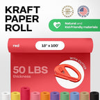 Christmas Red Kraft Paper Roll 18" x 1200" (100 feet) with Cutter - USA-Made Gift Wrapping Paper for Packing, Moving, Shipping & Crafts/Arts - 100% Recyclable Natural Craft Material by IDL Packaging