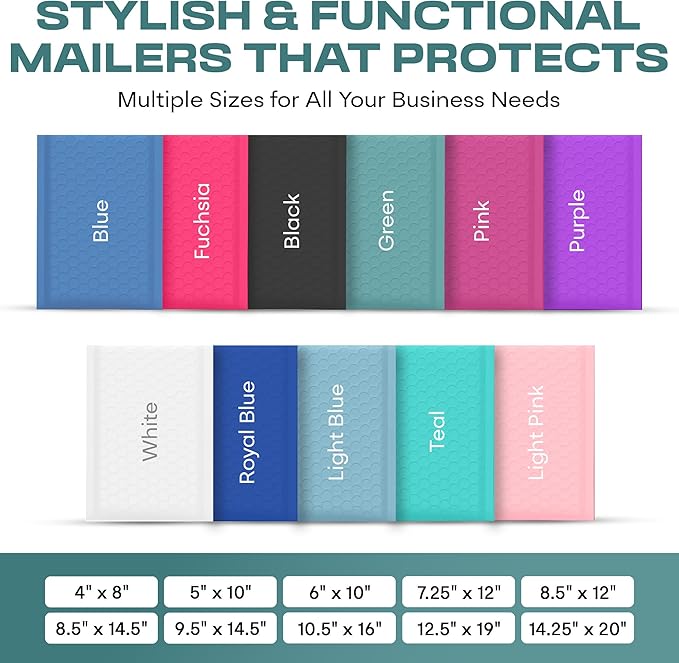 Green Extra Large Poly Bubble Mailers 14.25x20 inch #7 | Self Seal Large Padded Envelopes | Air Cushioned Bubble Mailer | Usable Size 14.25x19 Lightweight Mailing Shipping Bags| 100 Pack Bulk