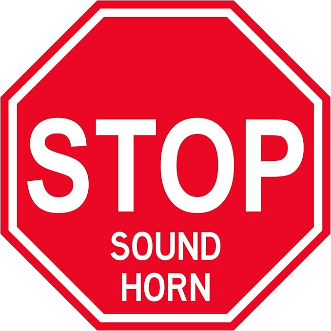 Stop "Sound Horn" - Laminated Floor Sign by Graphical Warehouse - 12” x 12” (17)