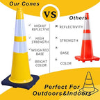 BESEA 4PACK 28” inch Traffic Safety Cones Yellow Road Parking Cones Heavy Duty Construction Cone Structurally Stable for Traffic Control at Public Place