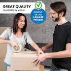6 Rolls | 2.4 mil Clear | 65 Yards Each (390 Yards Total) | 2" Premium Packing Tape Heavy Duty Packaging Tape for Shipping Moving Stronger Thicker