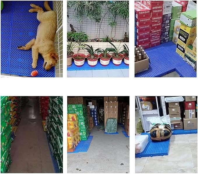 Plastic Pallet, Safety Storage Nestable Shipping Grid Pads, 5pcs HDPE Automotive Non-Slip Platform Firm Warehouse Pad for Supermarket Pet (5pcs-15.7x15.7x2in)