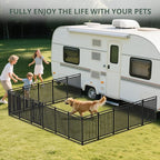Dog Fence Outdoor Indoor, 40 Inch Height 24 Panels Dog Playpen for Large/Medium/Small Dogs Metal Dog Pen for Yard Camping and RV | Black-Silver