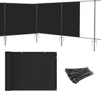Patio 5' x 135' Outdoor Privacy Screen Freestanding Temporary Fence Panels Net Cover with Metal Poles for Outside Backyard Pool Garden Air Conditioner Fencing, Black