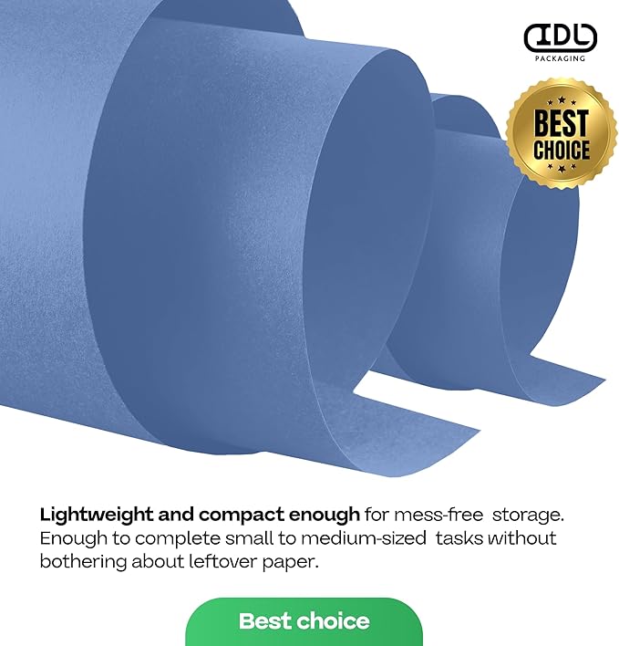Blue Kraft Paper Roll 24" x 1200" (100 feet) with Cutter - USA-Made Gift Wrapping Paper for Packing, Moving, Shipping & Crafts/Arts - 100% Recyclable Natural Craft Material by IDL Packaging