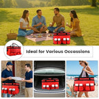 Insulated Food Delivery Bag with 4 Cup Holder, with Bottom, XXX-Large Insulated Grocery Bags with Zippered Top, Cooler Bags with Drink Carrier, Food Carrier Catering Bag,Red
