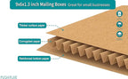 50 Pack 9x6x1.3 inch Small Shipping Boxes, Multi-Depth Flat Cardboard Boxes with Fragile Stickers for DVD Shipping, Packing, Moving, Storage, Brown