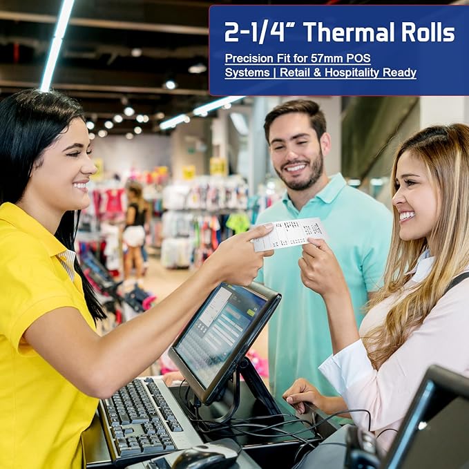 Premium 2 1/4 x 50 Thermal Paper Rolls - BPA Free Credit Card Receipt Paper, 50 Rolls/Case for POS & ATM Systems