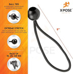 Xpose Safety Bungee Ball Cords 9" 10 Pack Heavy Duty Black Stretch Rope with Ball Ties for Canopies, Tarps, Walls, Cable Organization