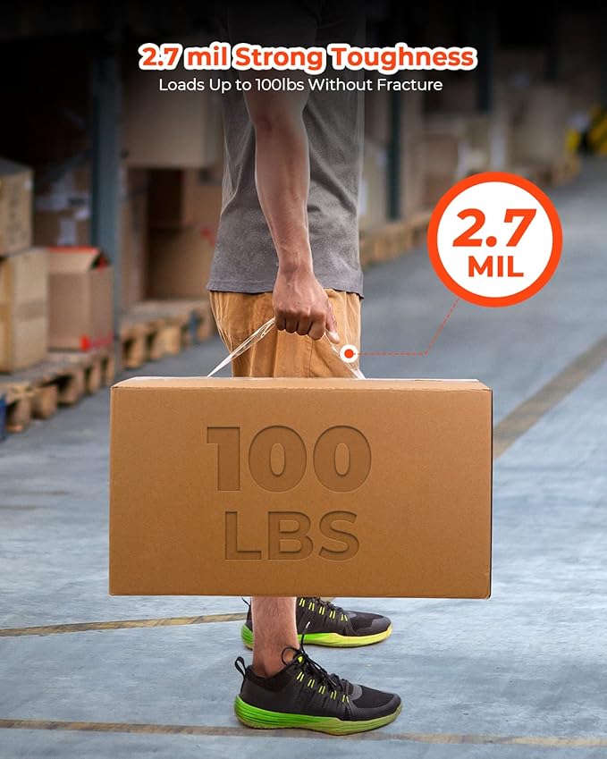 MUNBYN Tape, Heavy Duty Shipping Packing Clear Tape Refill for Dispenser with Total 540 Yards, 2.7mil, 2.83inch *90 Yard(Per Rolls) Great for Shipping Packing Moving Mailing Office Storage