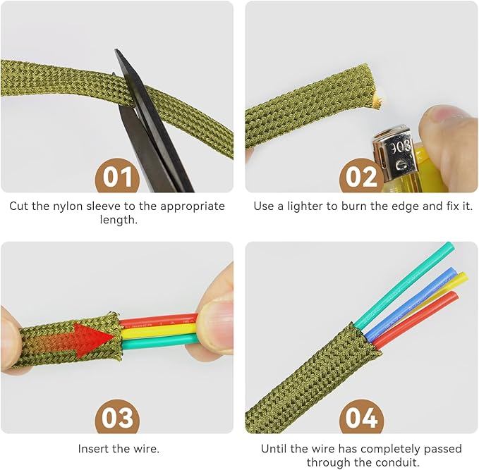 Polyamide Cable Sleeve, 10ft Flexible Expandable Braided Sleeving, Cable Management Sleeve for TV Computer Office Home Entertainment (Green, 3/8")