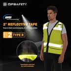 Reflective Safety Vest,Heavy Duty Class 2 Hi Vis Vest-Ansi/Isea Standard,Construction Work Safety Vest(Lime,2XL)