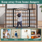 Fairy Baby 29.5"-48.8" Extra Wide Baby Gate for Stairs, Pressure Mounted Easy Walk Thru Pet Gate, Metal Safety Child Gate No Drill, Auto Close Long Dog Gates for The House Doorways, Black