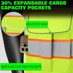 BeautyWill Custom Logo 10 Pockets Safety Vest Class2 ANSI Certified High Visibility Reflective Vest