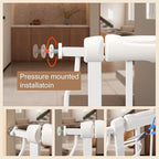 Extra Wide Baby Gate with Door Pressure Mounted 71.65-76.38 Inch,Child Baby Gates for Doorways No Drilling,Walk Through Dog Gate Indoor for The House Kitchen Stairs,White
