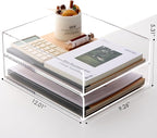 SANRUI Paper Organizer for Desk,Acrylic Stackable Letter Tray, Clear Desk Organizer, Paper Sorter for Office,Home or School,2-Pack